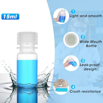 0.5oz/15ml Plastic Sample Bottles with caps, Wide Mouth (5Pcs) - style: 15ML-5pcs