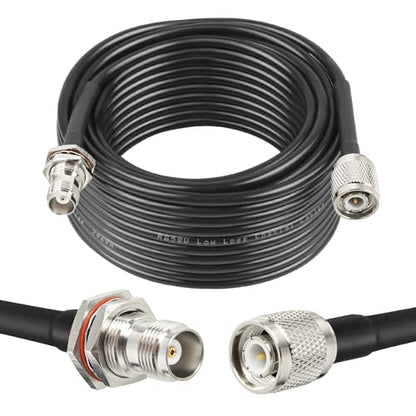 MOOKEERF RG58 TNC Cable 50FT,Low Loss TNC Male to Female Bulkhead Mount Coax Jumper Cable 50 ohm for Radio Scanner,CB Radio,Wi-Fi Radios,GPS Antenna,RF Device,Broadcast - size: 50FT