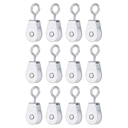 PATIKIL Mini Iron Pulley Wheel 0.43" ID 2.32" L 12Pcs Single Sheave - size: 0.43" ID 2.32" L
