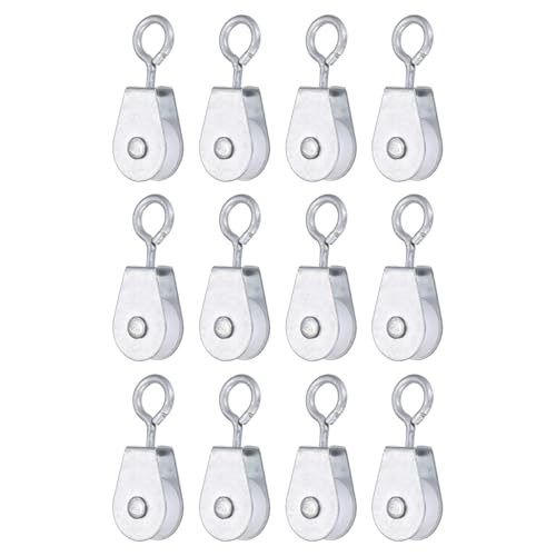 PATIKIL Mini Iron Pulley Wheel 0.43" ID 2.32" L 12Pcs Single Sheave - size: 0.43" ID 2.32" L