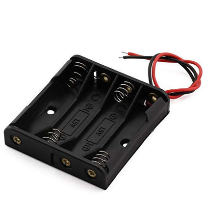 6 Pieces 4 Slots x 1.5V AA Battery Case Holder Battery Spring Clip Storage Box with 6 inches Wire Leads - size: 6 x 4 Slots AA without Switch