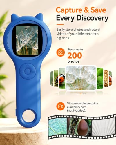 Kids Digital Microscope for Boys, 500X Handheld Microscope-Dark Blue - color: Deep Blue, size: 1 Pcs