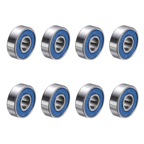 uxcell 8 Pcs 608-2RS Deep Groove Micro Bearing, 8x22x7mm Chrome Steel - size: 608-2RS
