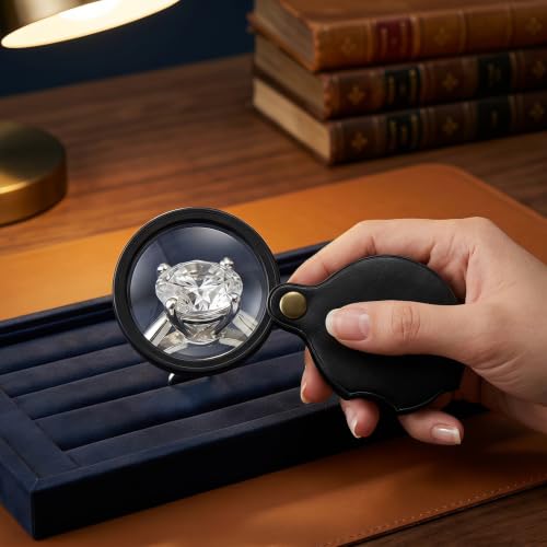 10X Pocket Magnifier Glass, Rotating Magnifying Lens, Black, 1pc