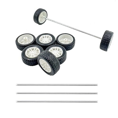 8PCS Toy Car Wheel RC Car Rubber Tire Wheel with Metal Shaft Axles for RC Car Truck Robot DIY Model Car Building Parts (2x25mm) - style: 2x25mm