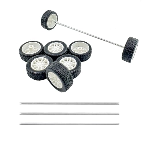 8PCS Toy Car Wheel RC Car Rubber Tire Wheel with Metal Shaft Axles for RC Car Truck Robot DIY Model Car Building Parts (2x25mm) - style: 2x25mm