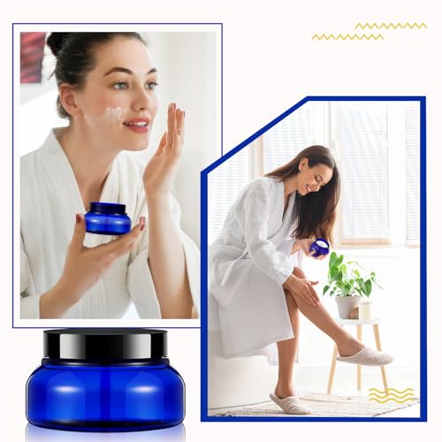 24 Pack Plastic Cosmetic Jars with Lids Label, 5 oz, Blue, Black - color: Blue, Black, size: 5 oz