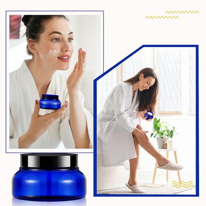24 Pack Plastic Cosmetic Jars with Lids Label, 5 oz, Blue, Black - color: Blue, Black, size: 5 oz