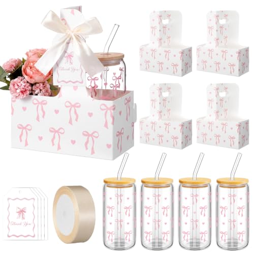 4 Set Pink Bow Teacher Cup Holder Appreciation Gifts Sets - style: Pink Bow
