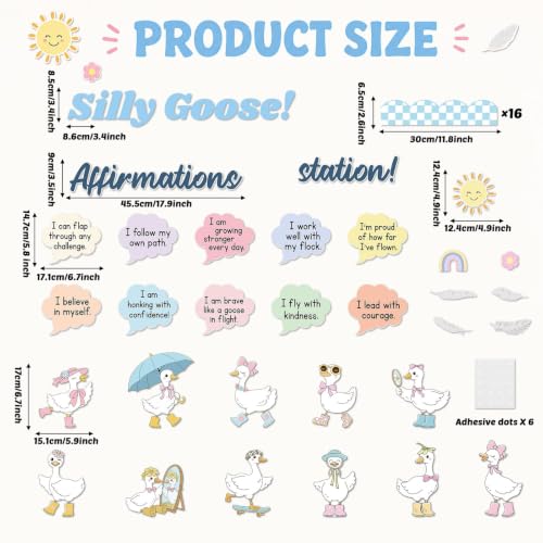Silly Goose Bulletin Board Set Back to School Classroom Decorations Motivational Affirmation Station Bulletin Board Growth Mindset Positive Paper Cutouts for Home Chalkboard Door Wall Decor - style: Silly Goose