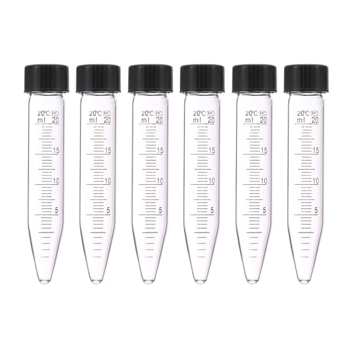 PATIKIL 20ml Centrifuge Tubes, 6 Pcs Glass Graduated Centrifuge Vials with Screw Cap Conical Bottom Test Tube Storage Container for Sample Laboratory Liquid - size: 20ml