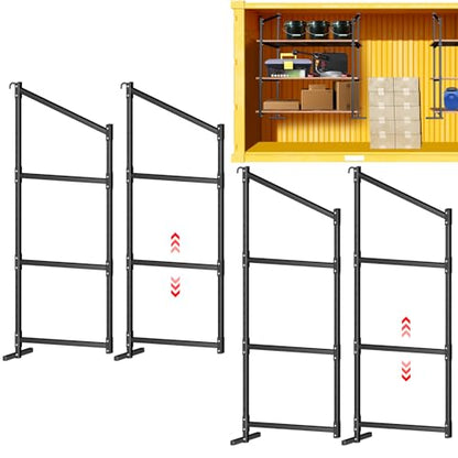 4 Pack Shipping Container Shelving Bracket, 3-Tier Shipping Container Shelf with Adjustable Height, Suitable for Heavy Duty Trailer Containers (22" D x 58" H)