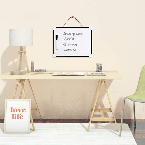 VIZ-PRO Magnetic Dry Erase Board, 12" x 8" Small Hanging Whiteboard - size: A4-Magnetic-black