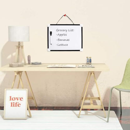 VIZ-PRO Magnetic Dry Erase Board, 12" x 8" Small Hanging Whiteboard - size: A4-Magnetic-black