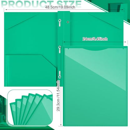 Henoyso 36 Pcs Plastic Folder with Clear Front Pocket, Green - color: Green
