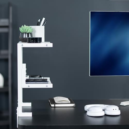 VIVO White Clamp-on 13 inch 2-Tier Desk Shelf, STAND-SHELF2CW - color: White, size: 13 inch
