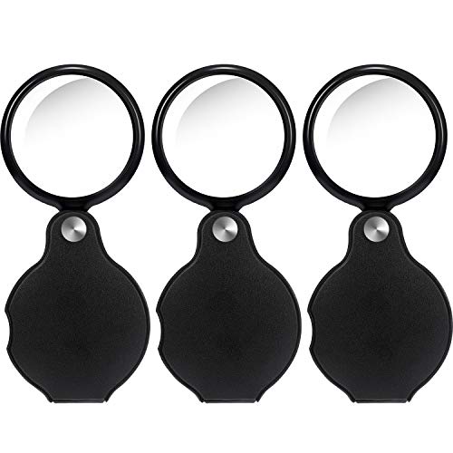 HESTYA 8 Pack 10X Mini Magnifying Glass Folding Pocket Magnifier Glass Loupe with Black Rotating Protective Holster for Reading Newspaper, Book, Magazine, Hobby, Jewelry
