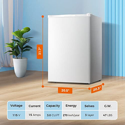 Kismile Upright Freezer, 3.0 Cu.ft Small Mini Freezer, White - color: White, size: 3.0 Cu.ft