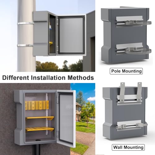 Electrical Junction Box Metal 16.1"x13.8"x7.1" Waterproof Steel Enclosure Weatherproof Project Box with Internal Mounting Panel Hinged Cover - size: 16.1"x13.8"x7.1"