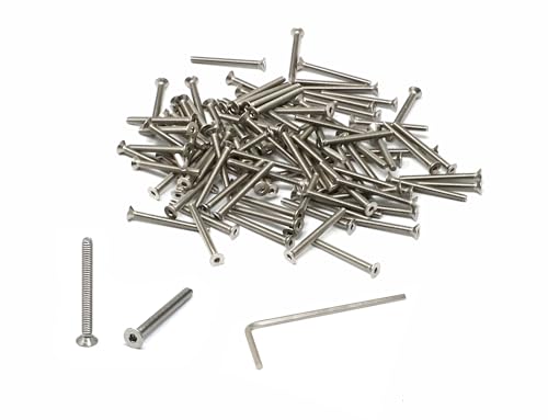 iexcell 100 Pcs M2 x 20mm Thread Pitch 0.4 mm Stainless Steel 304 Hex Socket Flat Head Cap Screws Bolts Kit - size: M2 x 20mm