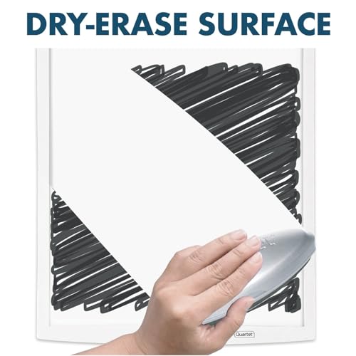 Quartet Magnetic Whiteboard, 17" x 23" Small White Board for Wall, Dry Erase Board for Kids, Perfect for Home Office & Home School Supplies, 1 Mini Dry Erase Marker, 2 Magnets, Black Frame (34608-BK)