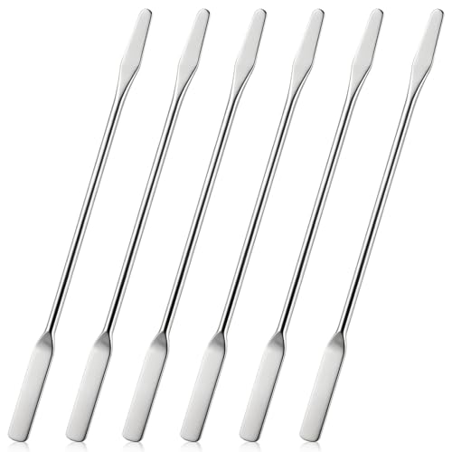 6PCS Lab Spatula Stainless Steel Small Metal Spatula Double Ended Micro Spatula Square/Round End Spatula Makeup Spatula Tool for Mixing Cosmetics (6 Pcs) - color: 6 Pcs