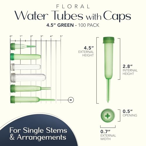 Royal Imports Floral Water Tubes with Caps 4.5" Green Flower Vials 100 Pack - color: 4.5" Green-pointed 100 Pack