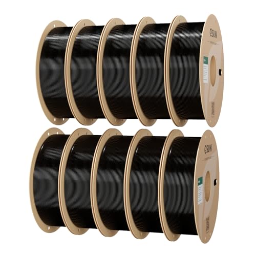eSUN PLA+ Filament 1.75mm 1KG*10 Bundle Set, Black 3D Printer Filament - color: 10kg-black