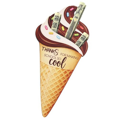 KATINAT Teacher Appreciation Gifts, Wooden Ice Cream Money Holder for Teacher, Thanks for Making School So Cool, End of Year Teacher Gift, Preschool Middle School High School Back to School - color: KAT-k- Teacher -icecream