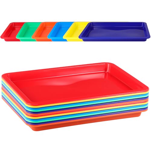 12 Pcs Plastic Art Trays Back to School Colorful Art Trays, Light Color - color: Light Color