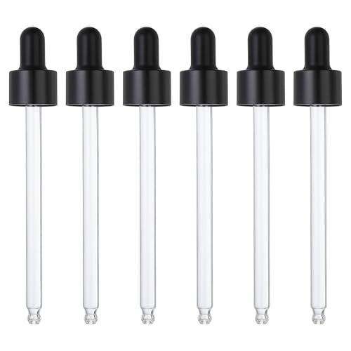 PATIKIL Glass Eye Dropper Caps, 6 Pcs Anodized Aluminum Glass Dropper Closure Top for 100ml(3.4oz) Essential Oils Bottle, Perfume, Lab Experiments, Black - color: Black, size: 100ml