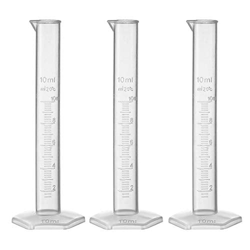 uxcell 3pcs Plastic Graduated Cylinder 10ml Measuring Cylinder for Lab Home