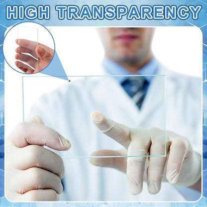 Sosation 200 Pcs Pre-Cleaned Glass Microscope Slides 75 x 50 mm/3" x 2" High-Transparency Microscope Slides for School Laboratories Professional Biological Observation