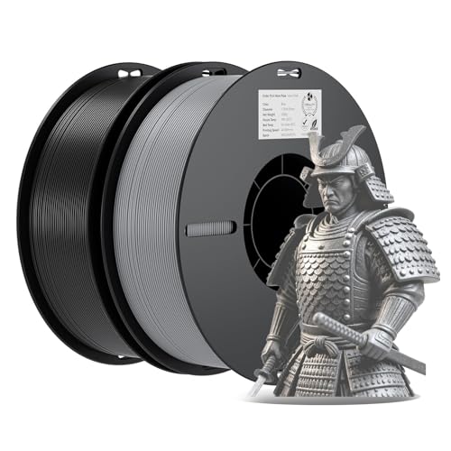 Creality 3D Printer Filament, PLA Filament 1.75mm Bundle for 3D Printing, Ender PLA Filament No-Tangling Strong Bonding, Accuracy +/- 0.02mm (Black & Grey) - color: Black & Grey