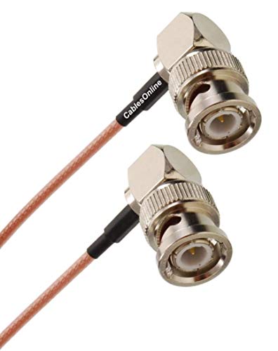 CablesOnline, 2-Pack 6-inches BNC Right-Angle Male to BNC Right-Angle Male 50-Ohm RG316 Slim Coaxial Low Loss Jumper RF Cables, RF-BC300-2