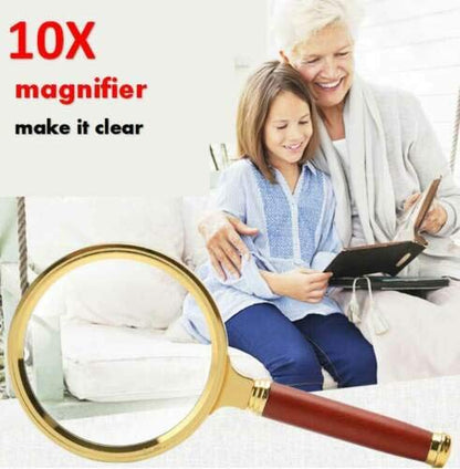 Magnifying Glass 10X Reading Magnifier Handheld 2" Glass Lens Jewelry Loupe Loop for Book and Newspaper Reading and Hobby Observation, Classroom Science