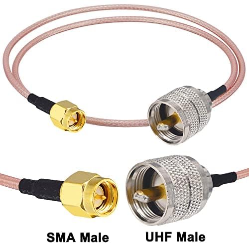 SMA Male to PL259 UHF Male RG316 Coaxial Cable 19.68in RF Coax CB Radio Pigtail Jumper 2-Pack - size: SMA Male to UHF Male RG316 19.68inch