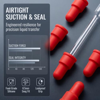 ULTECHNOVO 50Pcs Red Silicone Pipette Bulb Caps for Glass Dropper Tubes