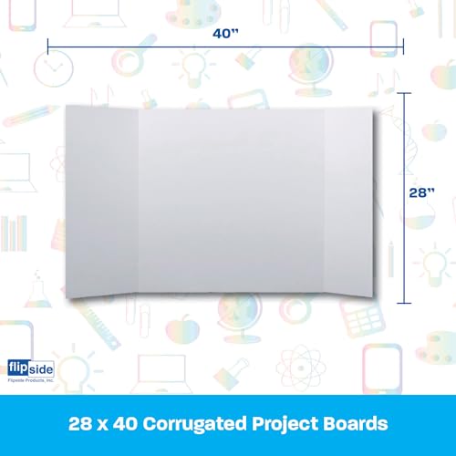 Flipside Products - 28" x 40" White 1 Ply Corrugated Project Boards, 5/32" Thick for Durable Signs, Displays, and Presentations - 18 Pack