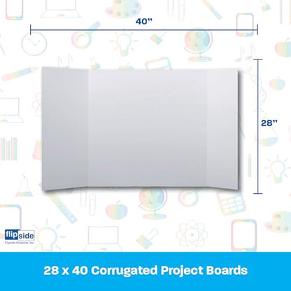 Flipside Products - 28" x 40" White 1 Ply Corrugated Project Boards, 5/32" Thick for Durable Signs, Displays, and Presentations - 18 Pack