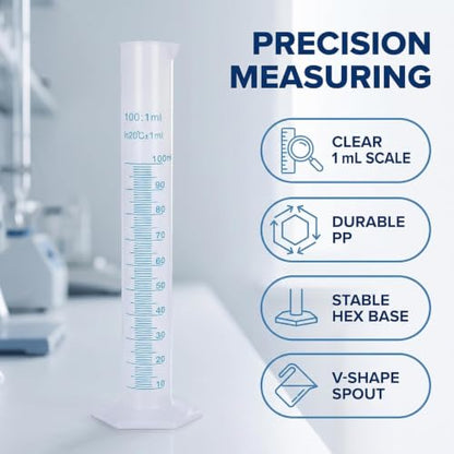 100ml Plastic Graduated Cylinder, 1pc, Transparent, Measuring Cylinder Set, Science Lab Cylinders