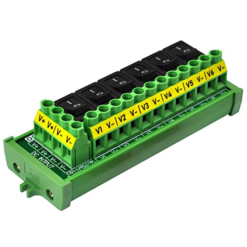 Screw Mount 6 Channel Rocker Switch DC Power Distribution Strip Module - style: Rocker Switch, Screw Mount