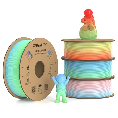 Creality Hyper PLA Filament 1.75mm, 30-300mm/s High Speed 3D Printer Filament, Dimensional Accuracy +/-0.02mm, Fit Most FDM 3D Printers, 4 Pack 1kg Spool(2.2lbs), Rainbow - color: Rainbow