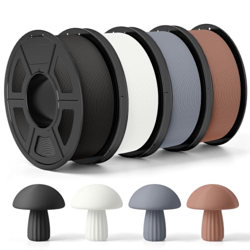 TECBEARS PLA Classic Filament Rapid Printing, 4kg Bundle, E0401 - color: 1kg*4 | Black+white+gray+chocolate