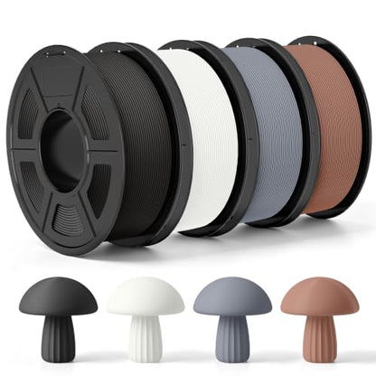 TECBEARS PLA Classic Filament Rapid Printing, 4kg Bundle, E0401 - color: 1kg*4 | Black+white+gray+chocolate