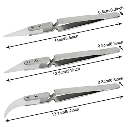 6 Pcs Ceramic Reverse Solder Tweezers, Pointed Curved Tips
