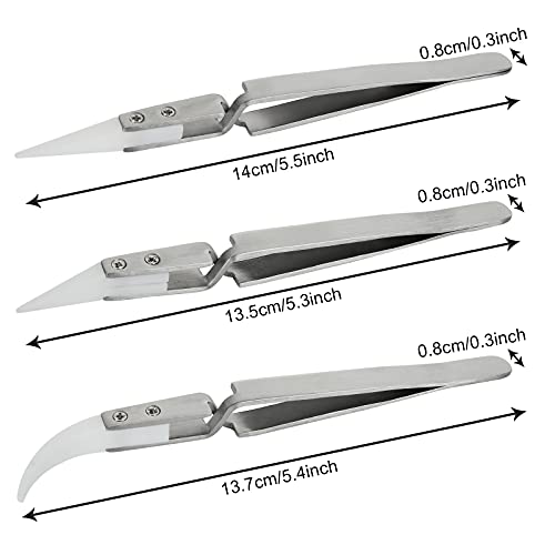6 Pcs Ceramic Reverse Solder Tweezers, Pointed Curved Tips