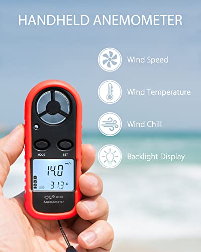 Wintact Digital Anemometer Handheld, Digital Wind Speed Meter 0 to 65mph