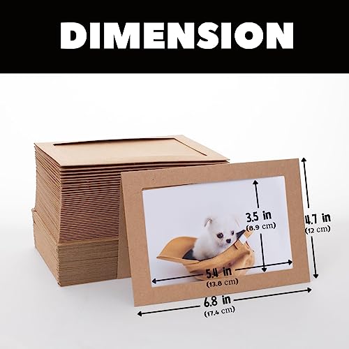 200 Sets Photo Frame Cards with Envelopes 4x6 Paper Picture Frames Bulk - color: Kraft