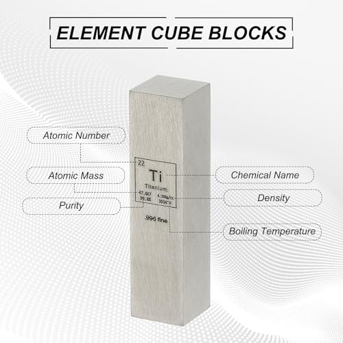 PATIKIL Titanium Cube, 0.5x0.5x2" Ti Density Stick High Density Element Rod Unique Metal Cube Periodic Table of Elements Collections Lab Experiment Teacher Scientific Classes - size: 0.5x0.5x2", style: Titanium